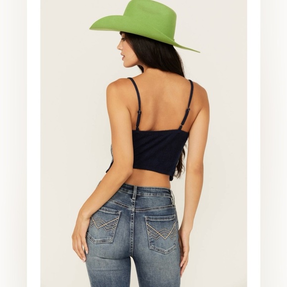 Miss Me Women's Sequins Plaid Print Crop Tank Country Western Y2K Size Medium - Picture 3 of 11